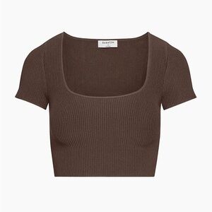Babaton Sculpt Knit Squareneck Crop Tee